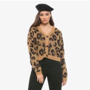 LEOPARD PRINT CROP CARDIGAN